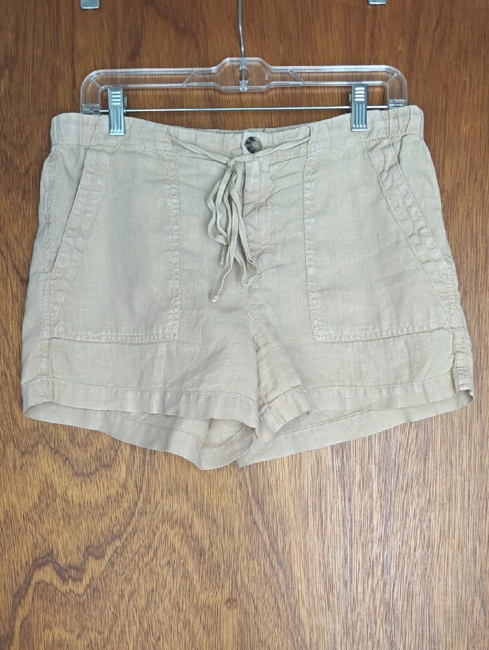 Lou & Grey Beige 100% Linen Drawstring Shorts